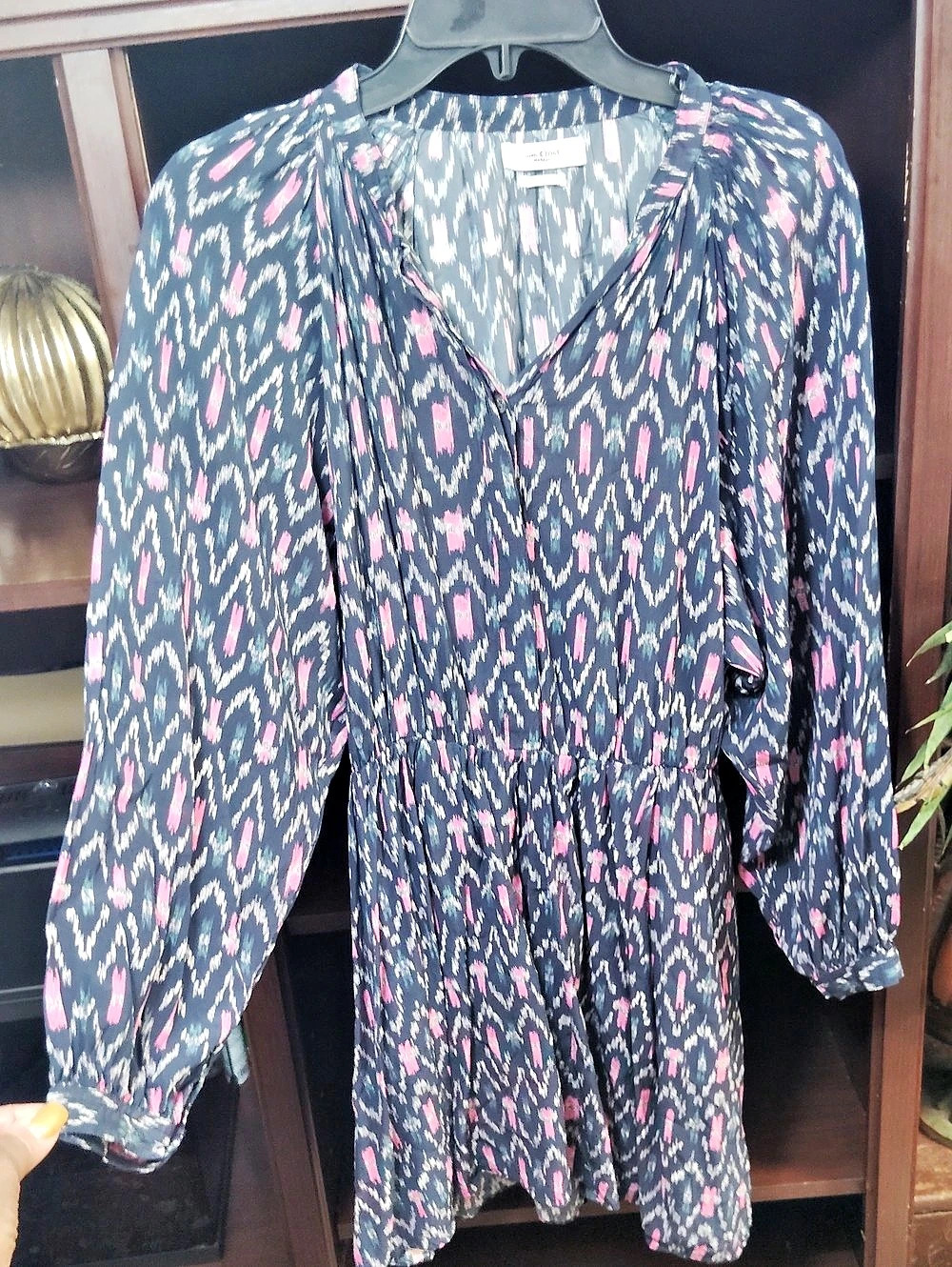 Isabel Marant Étoile Amandine Ikat Print Dress Mini Dress Blue & Pink Size 38